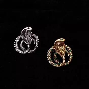 Ретро-брошь в виде кобры, мужской значок в виде змеи, аксессуар для костюма