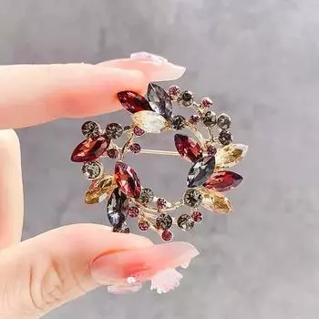 Ретро-брошь в виде оливковой ветви, женственный, универсальный, хрустальный, корсажный, легкий, роскошный, нишевый, дизайн, булавка с ювелирными изделиями