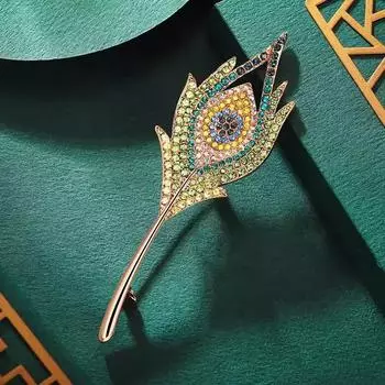 Ретро брошь в виде пера феникса, высококачественный женский атмосферный корсаж из перьев со стразами, легкая роскошная брошь для костюма, аксессуары высокого класса