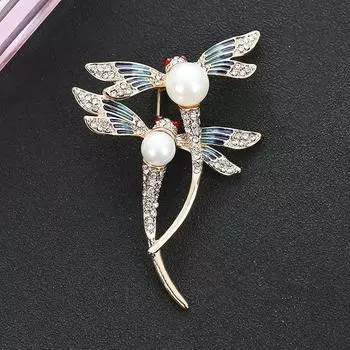 Ретро-брошь в виде стрекозы, инкрустированная бриллиантами, темпераментная брошь в виде капающего насекомого, нишевый дизайн, чувственный костюм с аксессуарами