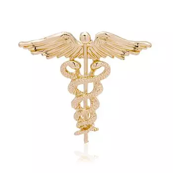 Ретро-брошь в виде змеиного скипетра с крыльями ангела - уникальный корсаж в виде животного для одежды Z37