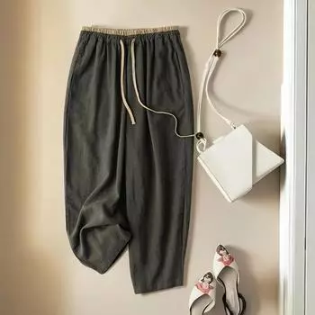 Ретро-брюки для поездок на работу Японские литературные широкие повседневные брюки Свободные драпированные прямые брюки XXXL чёрный