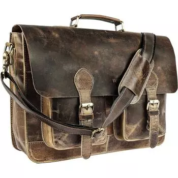 Ретро Buffalo Hunter Кожаная сумка-мессенджер для ноутбука Офисный портфель Колледж Сумка Кожаная сумка для мужчин и женщин (15 ) 15 INCH