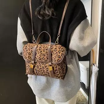 Ретро деловой рюкзак из искусственной замши PU высокого качества, однотонный цвет, леопардовый узор, многофункциональный рюкзак