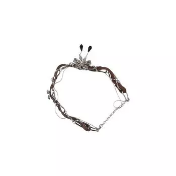 Retro Butterfly Collar Bone Chain Rhinestone Butterfly Pendant Choker Girls Gifts коричневый