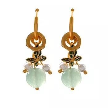 Retro Butterfly Tassel Earrings High-grade Imitation Pearl Earrings T2737 золотой