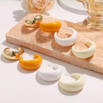 Ретро C-образные серьги из смолы, новые акриловые женские увеличенные серьги, геометрические серьги