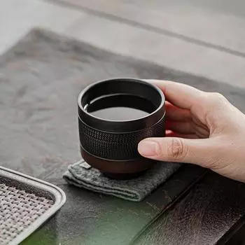 Retro Carving Teacups High-end Ceramic Tea Set Cups Purple Pottery Kung Fu Tea Cup Ceramics Teaware Cup for tea Small Teacup 200ml