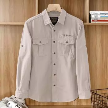 Retro Casual Long-sleeved Shirt Men s Spring and Autumn Thin Trendy Loose Long-sleeved Men s Top Jacket M