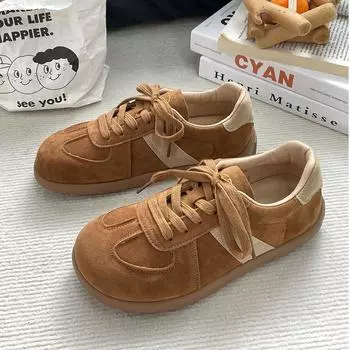 Retro casual shoes women s autumn new versatile Maillard soft-soled casual board shoes thick-soled color matching sports shoes 35