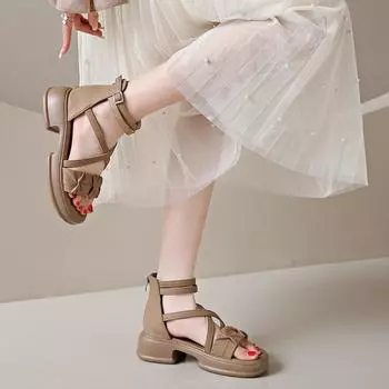 Повседневные женские сандалии в стиле ретро 35 хаки