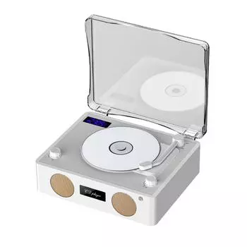 Ретро CD-плеер Беспроводной динамик BT FM-радио Многофункциональный линейный вход U-дисковый музыкальный проигрыватель с белый