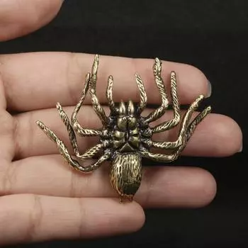 Ретро Цельная Медь Паук Латунь Чайный Питомец Украшение Ремесла Металлическая Фигурка Декоративные Фигурки Украшение Стола Рождественские Подарки