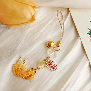 Ретро-цепочка для мобильного телефона с колокольчиком «Удача», подвеска на шнурок для телефона, кошелек, сумка для наушников, подвесные украшения золотой