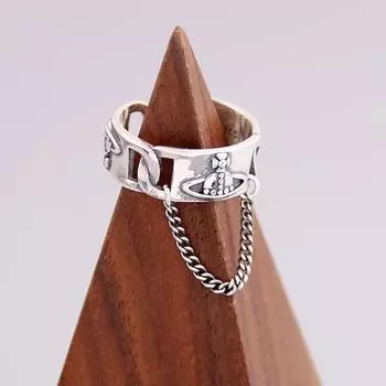 Ретро-цепочка Сатурн, кольцо с планетой, кольца серебряного цвета, плетеная цепочка, индивидуальное регулируемое кольцо на палец с открытием