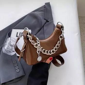 Ретро-цепочки, сумки через плечо для женщин, модные мягкие кожаные сумки-полумесяцы, офисные женские повседневные сумки на плечо для поездок на работу