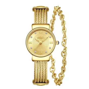 Женские часы с ретро-цепочкой, серебряный браслет, золото и серебро, водонепроницаемые кварцевые женские наручные часы с японским механизмом, элегантные часы
