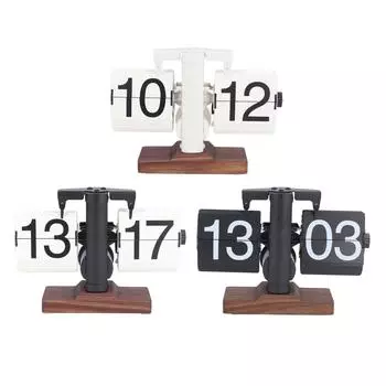 Ретро-часы с откидной крышкой, стильный минималистский стиль, небольшой баланс, 24 часа, автоматический перелистыватель страниц, механический White Shelf White Page