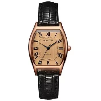 Ретро Часы Женские Высококлассные Оптовая Продажа Взрыв Трансграничная Прямая Трансляция Тип Бочки Ремешок Кварцевые Часы Женские Часы чёрный