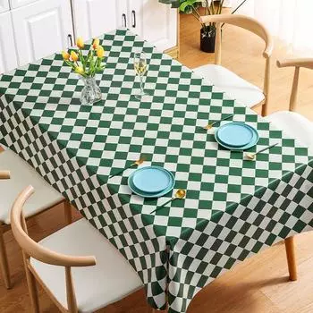 Retro Checkerboard Small Fresh Pvc Tablecloth Leave-In Plaid Dining Table Cloth Coffee Table Cloth 140*140cm