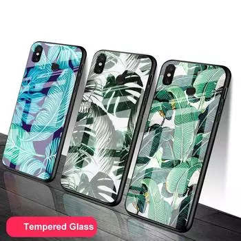 Ретро чехол из закаленного стекла с банановым листом и цветком для телефона Redmi Note 5 6 7 8 Pro Note8T Note9S Redmi8 9, чехол Redmi Note 6