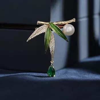 Ретро-чеонгсам с корсажем, кардиганом, пряжкой, элегантным пальто, аксессуарами, брошью в виде капли воды из бамбука золотой