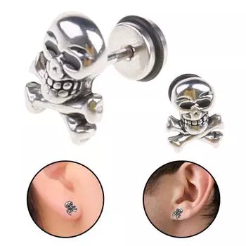 Ретро Череп Голова Пирсинг Ушей Серьги Титановая Сталь Серьги Призрак Шпильки