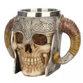 Ретро Череп Рыцарь Кофейная Чашка Из Нержавеющей Стали Хэллоуин Домашний Офис Бар Кружка