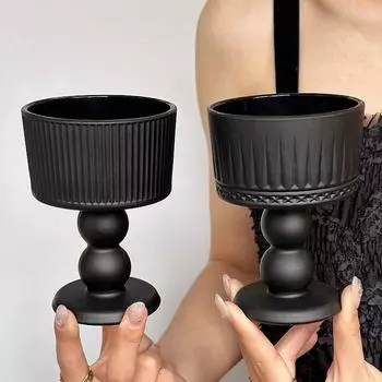 Ретро-черная матовая стеклянная чашка в стиле Instagram, высококачественная чашка для красного вина, чашка для напитков, средневековая чашка на высоких ножках 200ml