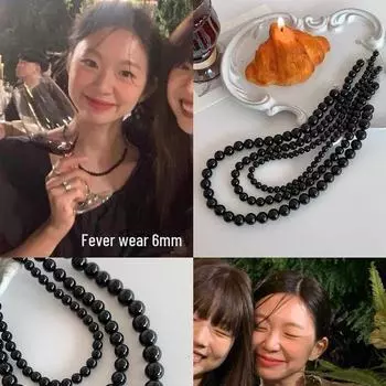 Ретро-черное ожерелье из бисера: Элитная роскошь, холодный стиль для женщин