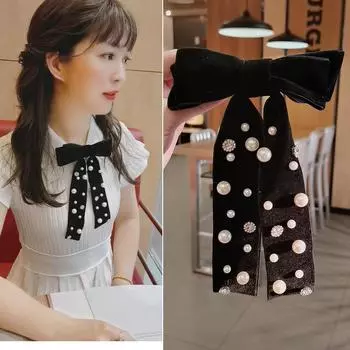 Ретро черный бархат бабочка брошь жемчужный стразы бант рубашка воротник булавки роскошные броши для женщин ювелирные аксессуары