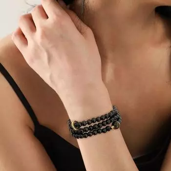 Ретро черный браслет из бисера многослойный дизайн женский браслет панк украшения