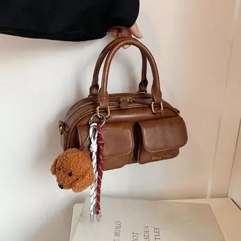 Сумка-тоут в стиле ретро с множеством карманов, универсальная сумка Boston, сумка через плечо для поездок на работу