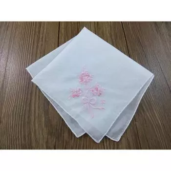 Retro Chinese Style Art Pure Cotton Thin Embroidered Handkerchief Pink Flower