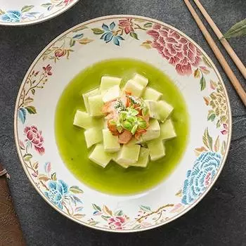 Retro Chinese Style Ceramic Plate Creative Restaurant Large Deep Soup Plates Delicious Dishes Salad Plate Light Luxury Tableware