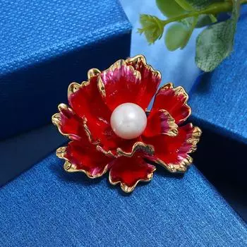 Retro Chinese style peony brooch female pearlescent temperament hand-painted high-end pin brooch cheongsam jacket with accessories