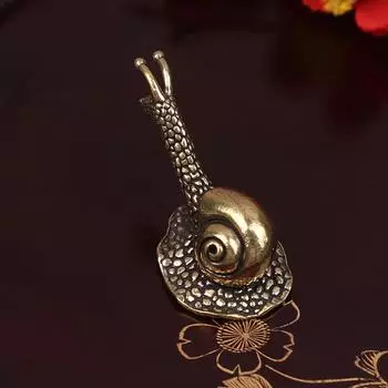Ретро Чистая Медь Мини Улитка Украшение Чайный Питомец Улитка Украшение Антикварная Латунь Животное Миниатюрная Фигурка Настольные Изделия 1