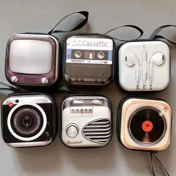 Ретро чувства, креативный кошелек для монет, сумка для хранения наушников, сумка для ТВ-ленты, сумка для монет, коробка для хранения, кошелек, детская коробка для наушников