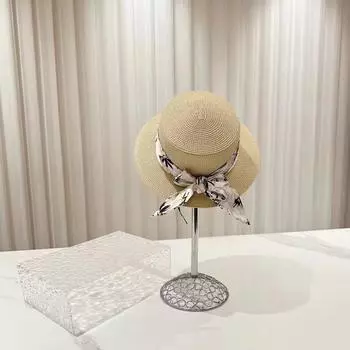 Ретро-цилиндр, сезон бобов, пляжный отдых, солнцезащитный козырек, солнцезащитная шляпа, новая китайская тушь, национальная, с небольшими полями, соломенная шляпа с плоским верхом M56-58cm чёрный