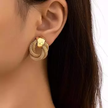 Retro Circle Geometric Multi-layer Winding Design Ear Clip золотой