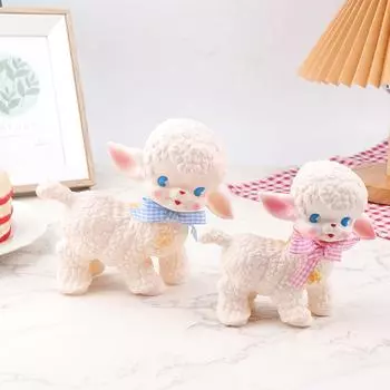 Ретро Классическая Пластиковая Кукла Овца Милая Девушка Милая Голос Животное Подарочная Модель Ягненок Статичный Стол Комната Домашние Аксессуары Украшения