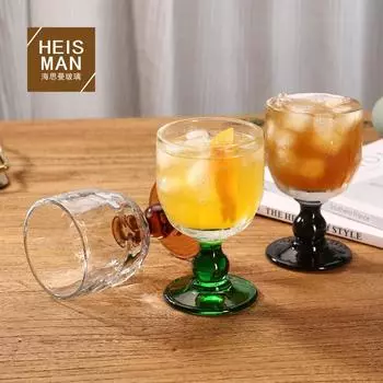 Retro colored bead fruit wine glass ancient goblet transparent small wine glass cold drink wine glass red 200ml