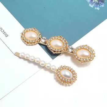 Retro colored diamond hairpin set, fashionable and simple female personality one-word clip bangs edge clip, versatile trendy hair accessories