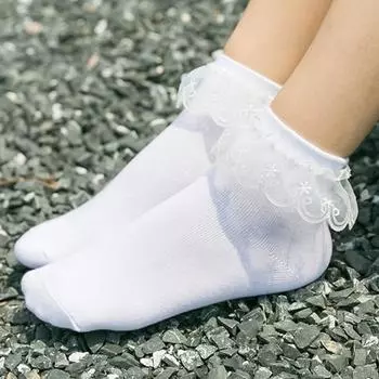 Retro Comfortable Lolita Cotton Lace Women Frilly Ankle Socks Princess Socks Short Socks чёрный