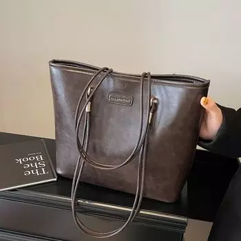 Ретро Сумка-тоут большой вместимости Женская сумка-тоут Простая наплечная сумка-подмышка коричневый