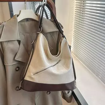 Ретро Текстура Повседневная Большая Вместимость Сумка Через Плечо Женская Ранняя Весна Сумка-Тоут Женская