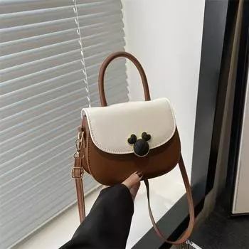 Retro contrasting color saddle bag women s new universal fashion shoulder bag popular foreign niche design messenger bag чёрный