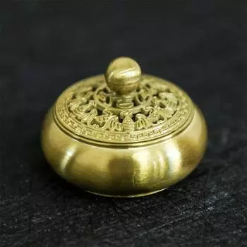 Retro Copper Incense Burner Incense Holder With Cover Twelve Chinese Zodiac Sign Censer Carving Desktop Ornament золотой