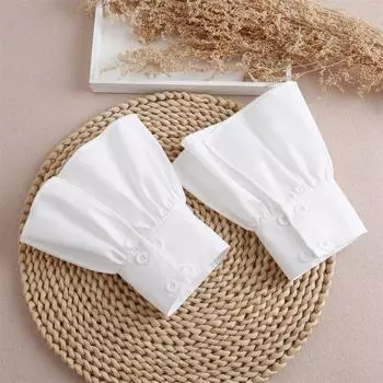 Retro Cotton Ruched Fake Sleeve Women s White Simple Shirt Fake Sleeve Sweater Sweatshirt Bell Sleeve Decoration Fake Sleeve Mouth White One size