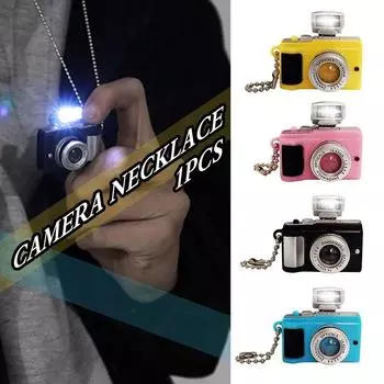 Retro Couple Models Flash Camera Men Women Music Pendant Fashion Jewelry Sweater Chain Necklace жёлтый